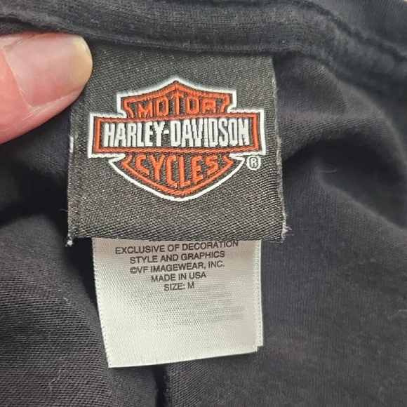 Harley-Davidson Women's Black V-Neck Tee with Graphic Logo - Picture 9 of 11
